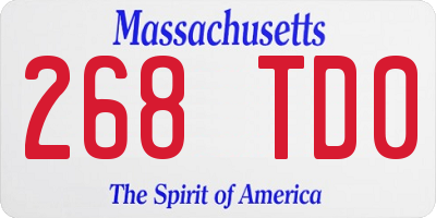 MA license plate 268TD0