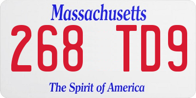MA license plate 268TD9