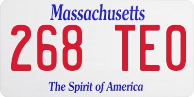 MA license plate 268TE0