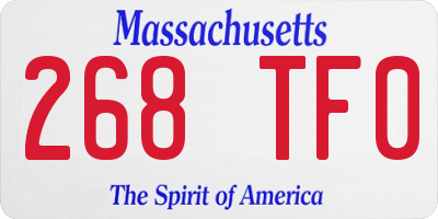 MA license plate 268TF0