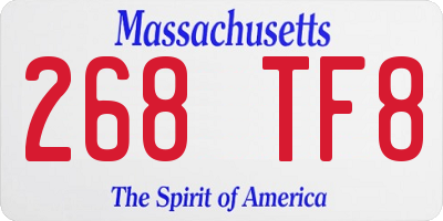 MA license plate 268TF8
