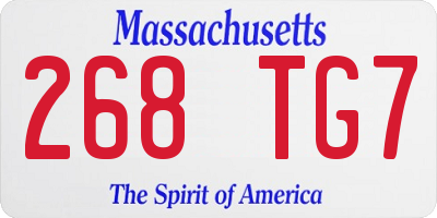 MA license plate 268TG7