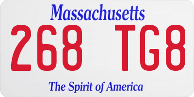 MA license plate 268TG8