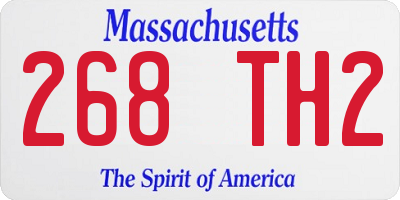 MA license plate 268TH2