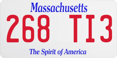 MA license plate 268TI3