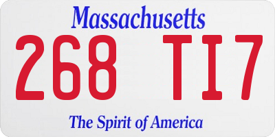 MA license plate 268TI7