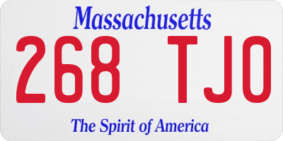 MA license plate 268TJ0