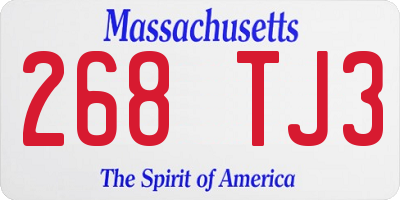 MA license plate 268TJ3