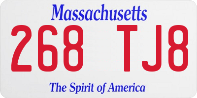 MA license plate 268TJ8
