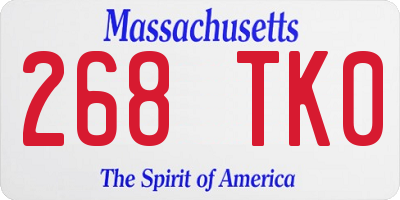 MA license plate 268TK0