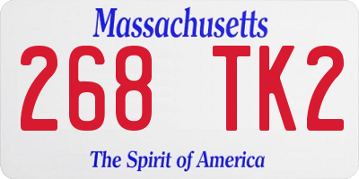 MA license plate 268TK2