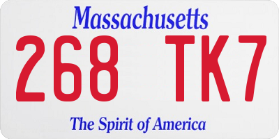 MA license plate 268TK7