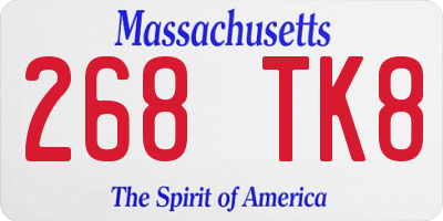 MA license plate 268TK8