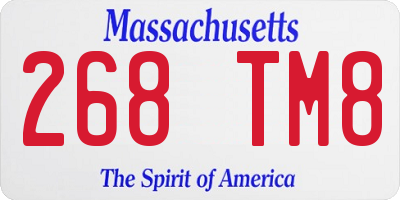 MA license plate 268TM8