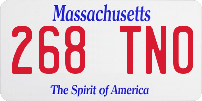 MA license plate 268TN0