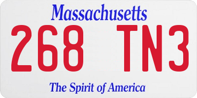 MA license plate 268TN3