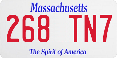 MA license plate 268TN7