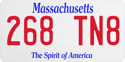 MA license plate 268TN8