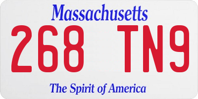 MA license plate 268TN9