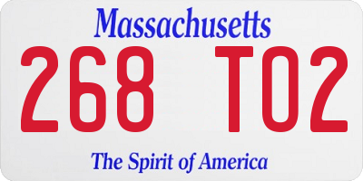 MA license plate 268TO2