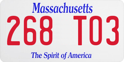 MA license plate 268TO3