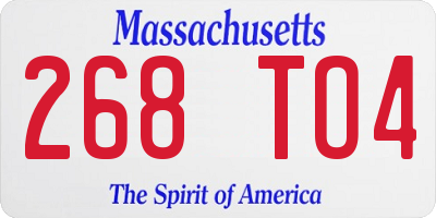 MA license plate 268TO4