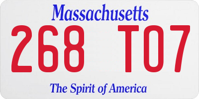 MA license plate 268TO7