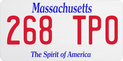 MA license plate 268TP0