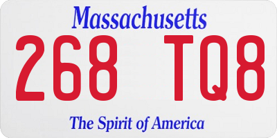 MA license plate 268TQ8