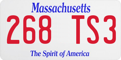 MA license plate 268TS3