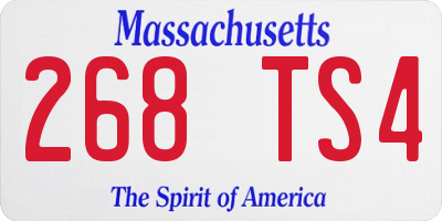 MA license plate 268TS4