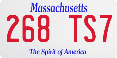 MA license plate 268TS7