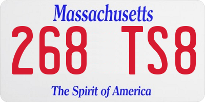 MA license plate 268TS8