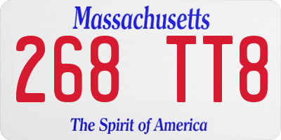MA license plate 268TT8