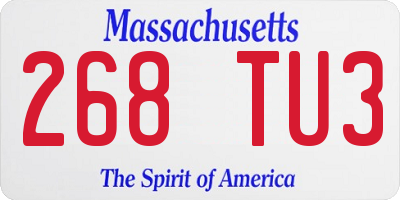 MA license plate 268TU3