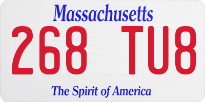 MA license plate 268TU8
