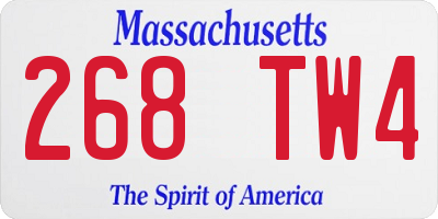 MA license plate 268TW4