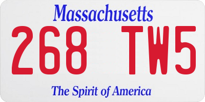 MA license plate 268TW5