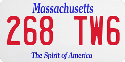 MA license plate 268TW6