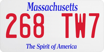 MA license plate 268TW7