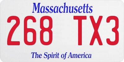 MA license plate 268TX3