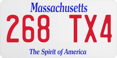 MA license plate 268TX4