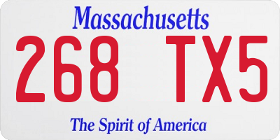 MA license plate 268TX5
