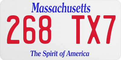 MA license plate 268TX7