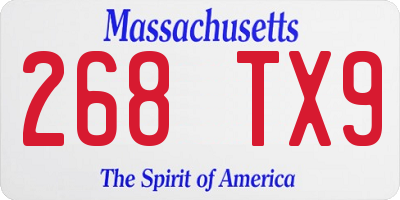 MA license plate 268TX9