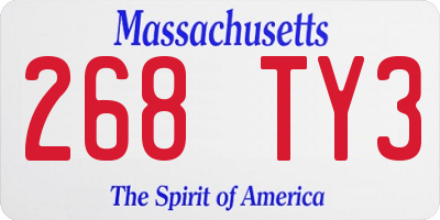 MA license plate 268TY3