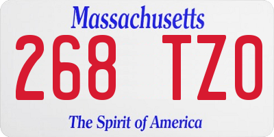 MA license plate 268TZ0