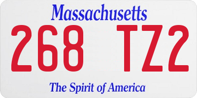 MA license plate 268TZ2