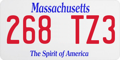 MA license plate 268TZ3