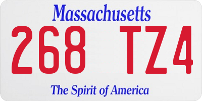 MA license plate 268TZ4